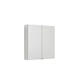 Stort baderomsinspirasjon i moderne og minimalistisk stil med hvite baderomsmøbler og elegant sort benkeplate med firkantede frittstående vasker, estetiske og praktiske innebygde speilskap med lysramme samt walk-in dusj