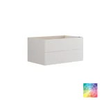 Stilfull og moderne baderomsinspirasjon med ovale speil med lysstyring, steinvasker og servantskap med fine og elegante riller i en minimalistisk design, badet har en lys og luftig atmosfære med elegant belysning og raffinerte detaljer