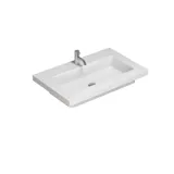 Stilfull og moderne baderomsinspirasjon med ovale speil med lysstyring, steinvasker og servantskap med fine og elegante riller i en minimalistisk design, badet har en lys og luftig atmosfære med elegant belysning og raffinerte detaljer