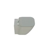 Stilfullt og luksuriøst baderom med myke grønne nyanser, et stort elegant rundt speil og et moderne, sofistikert grønt toalett