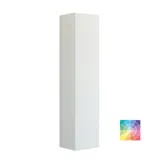 Stor baderomsinspirasjon med grå servantskap med integrert håndtak, stilfull sidemontert vask, kvadratisk speil med avrundede hjørner, vegger i betonglook og rå materialer for et urbant uttrykk