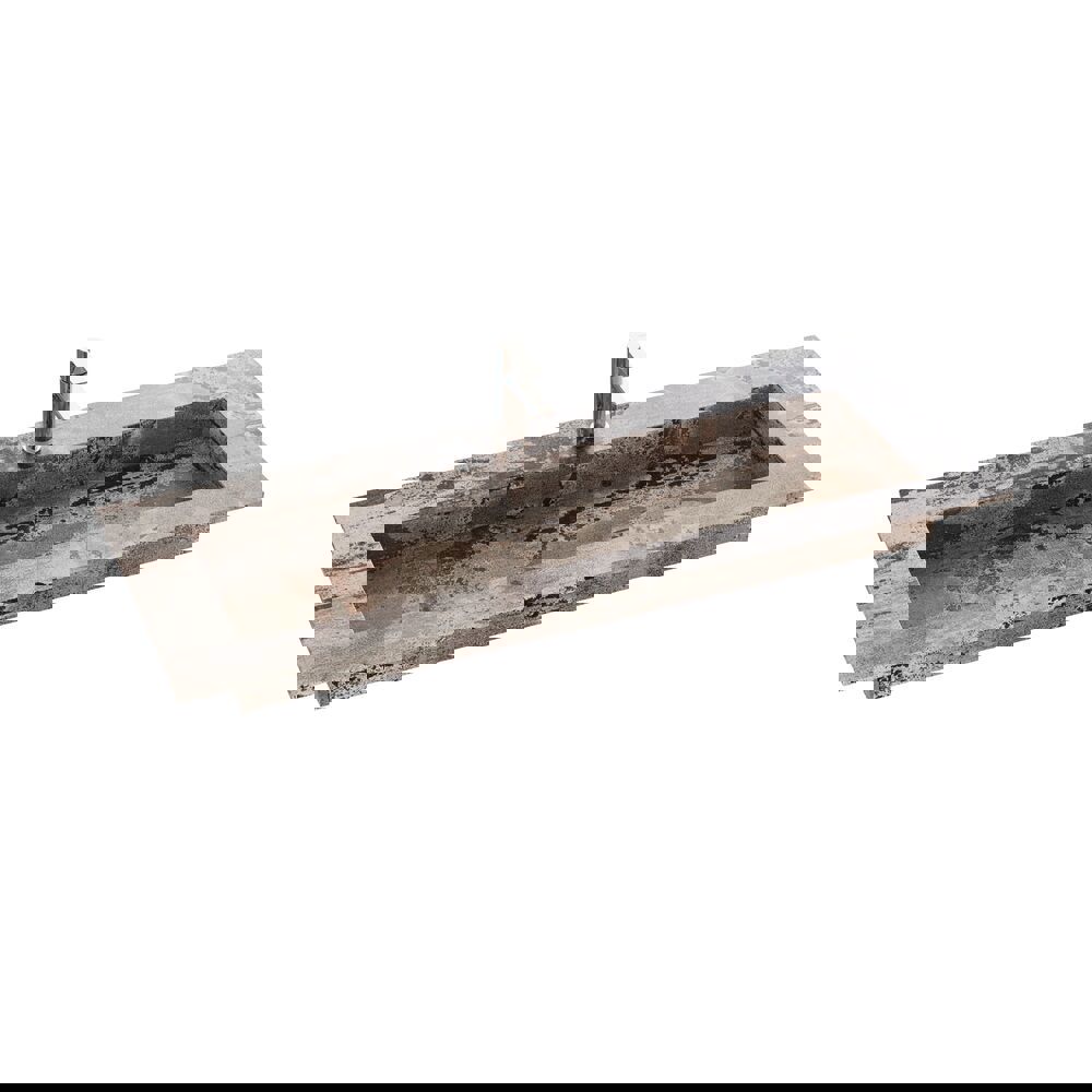 Stor baderomsinspirasjon med grå servantskap med integrert håndtak, stilfull sidemontert vask, kvadratisk speil med avrundede hjørner, vegger i betonglook og rå materialer for et urbant uttrykk