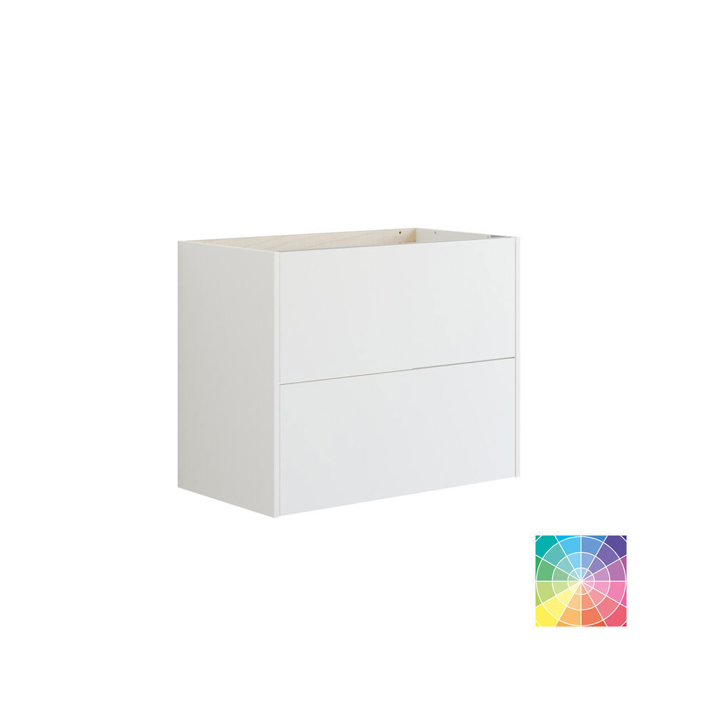 Baderomsinspirasjon med baderomsmøbler i moderne blå farge, elegant bordstående vask og stort firkantet speil med lys, hvite fiskebensfliser gir et stilfullt og klassisk uttrykk