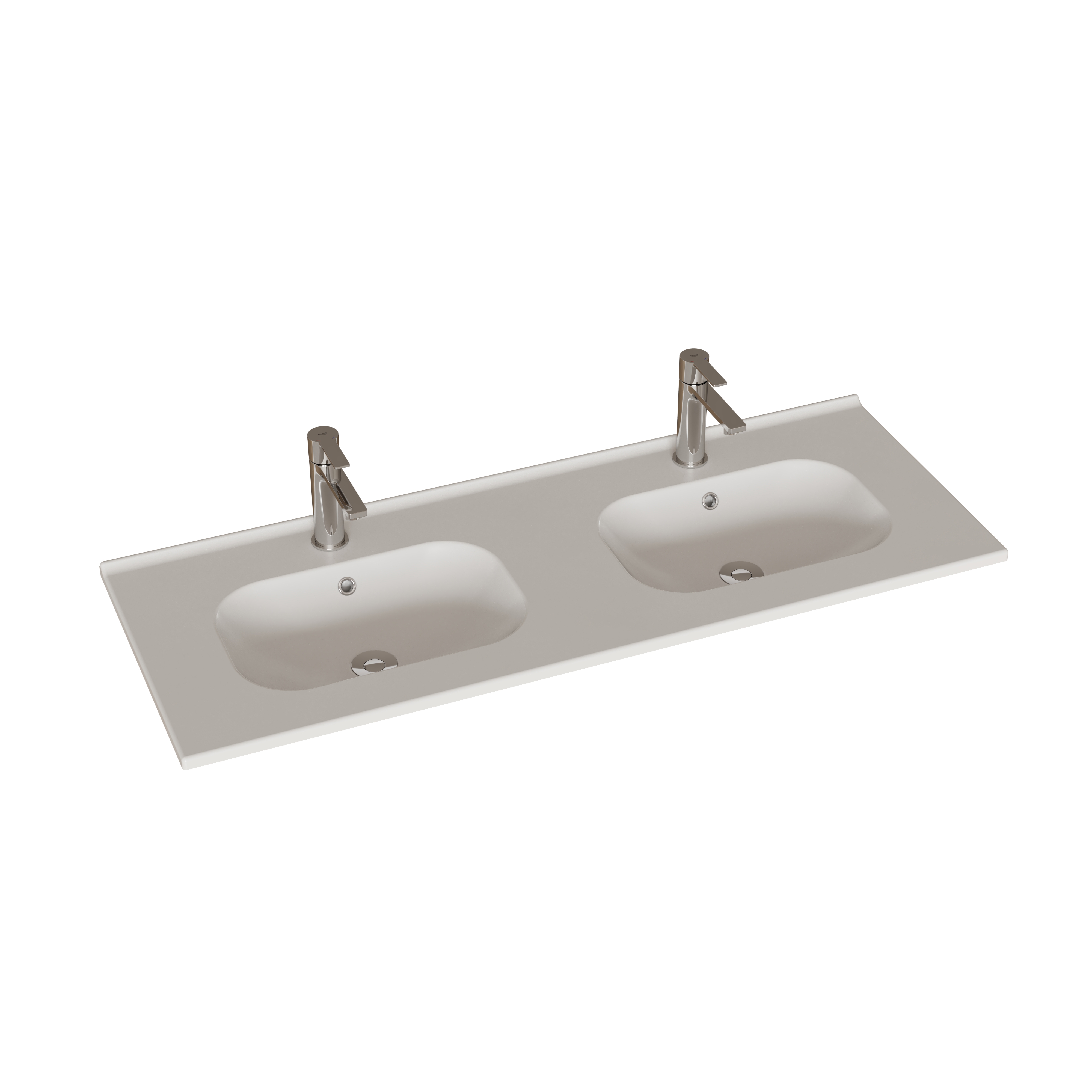 Inspirasjon til stort bad med møbler i brun eik med svarte rammer, dobbelvask og svart hylle, speil med avrundede hjørner, svart hjørnedusj med foldedører, hvite fliser og beige vegger for et moderne uttrykk